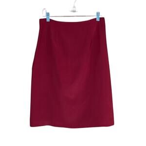 Vintage Casual Corner 100% Silk Skirt Red Wine Size 10 Back Zip Fully Lined